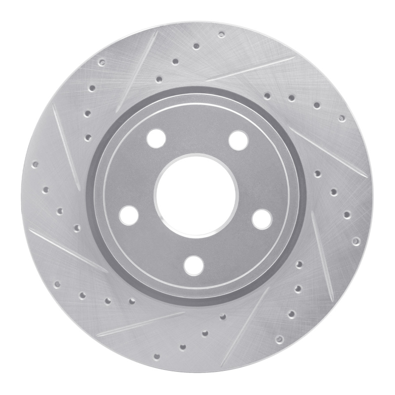Dodge Durango Brake Rotor (1) - Front Left - R1 Concepts - Drilled & Slotted - Silver - `11-`22